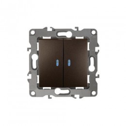 Выключатель 2-кл. СП Эра12 12-1105-13 10А IP20 250В 10AX с подсветкой механизм бронз. Эра Б0019292