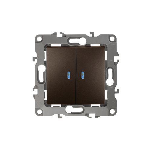 Выключатель 2-кл. СП Эра12 12-1105-13 10А IP20 250В 10AX с подсветкой механизм бронз. Эра Б0019292