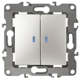 Выключатель 2-кл. СП Эра12 12-1105-15 10А IP20 250В 10AX с подсветкой механизм перламутр Эра Б0019294
