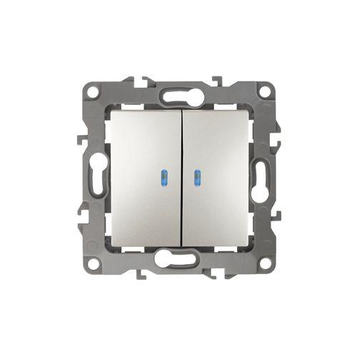 Выключатель 2-кл. СП Эра12 12-1105-15 10А IP20 250В 10AX с подсветкой механизм перламутр Эра Б0019294