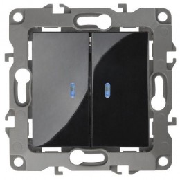 Переключатель 2-кл. СП Эра12 12-1106-06 10А IP20 250В 10AX механизм черн. Эра Б0014668