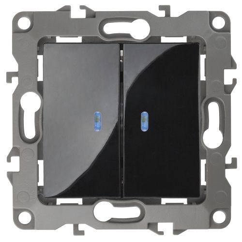 Переключатель 2-кл. СП Эра12 12-1106-06 10А IP20 250В 10AX механизм черн. Эра Б0014668