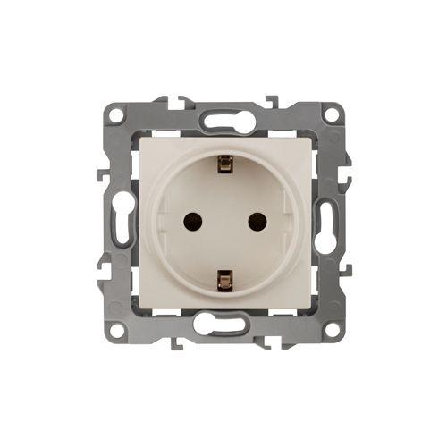 Розетка 1-м СП Эра12 12-2001-02 16А IP20 16AX 250В 2P+E Schuko без монтаж. лапок механизм сл. кость Эра Б0014682