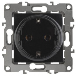 Розетка 1-м СП Эра12 12-2101-06 16А IP20 16AX 250В 2P+E Schuko механизм черн. Эра Б0014680