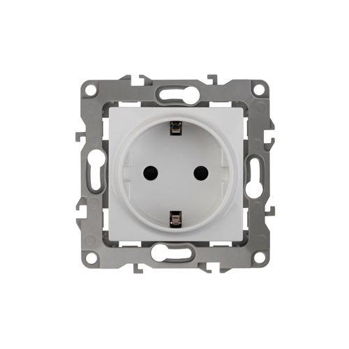 Розетка 1-м СП Эра12 12-2102-01 16А IP20 16AX 250В 2P+E Schuko защ. шторки механизм бел. Эра Б0014687