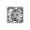 Розетка 1-м СП Эра12 12-2102-03 16А IP20 16AX 250В 2P+E Schuko защ. шторки механизм алюм. Эра Б0014689