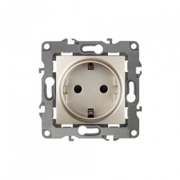 Розетка 1-м СП Эра12 12-2102-04 16А IP20 16AX 250В 2P+E Schuko защ. шторки механизм шампань Эра Б0014690