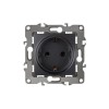 Розетка 1-м СП Эра12 12-2102-05 16А IP20 16AX 250В 2P+E Schuko защ. шторки механизм антрацит Эра Б0014691