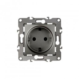 Розетка 1-м СП Эра12 12-2102-12 16А IP20 16AX 250В 2P+E Schuko защ. шторки механизм графит Эра Б0019323