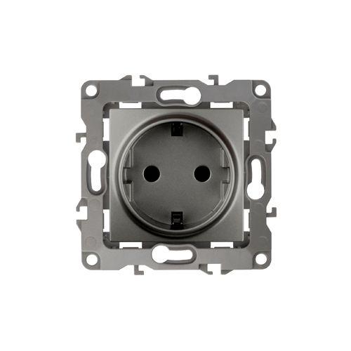 Розетка 1-м СП Эра12 12-2102-12 16А IP20 16AX 250В 2P+E Schuko защ. шторки механизм графит Эра Б0019323