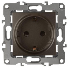 Розетка 1-м СП Эра12 12-2102-13 16А IP20 16AX 250В 2P+E Schuko защ. шторки механизм бронз. Эра Б0019324