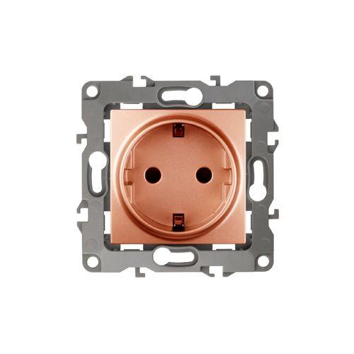 Розетка 1-м СП Эра12 12-2102-14 16А IP20 16AX 250В 2P+E Schuko защ. шторки механизм медь Эра Б0019325