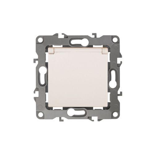 Розетка 1-м СП Эра12 12-2103-02 16А IP20 16AX 250В 2P+E Schuko защ. шторки с крышкой механизм сл. кость Эра Б0014694
