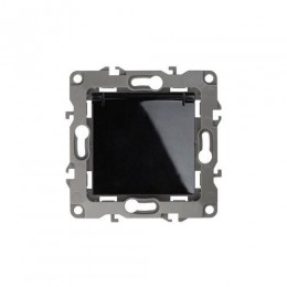 Розетка 1-м СП Эра12 12-2103-06 16А IP20 16AX 250В 2P+E Schuko защ. шторки с крышкой механизм черн. Эра Б0014698