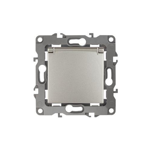 Розетка 1-м СП Эра12 12-2103-15 16А IP20 16AX 250В 2P+E Schuko защ. шторки с крышкой механизм перламутр. Эра Б0019330