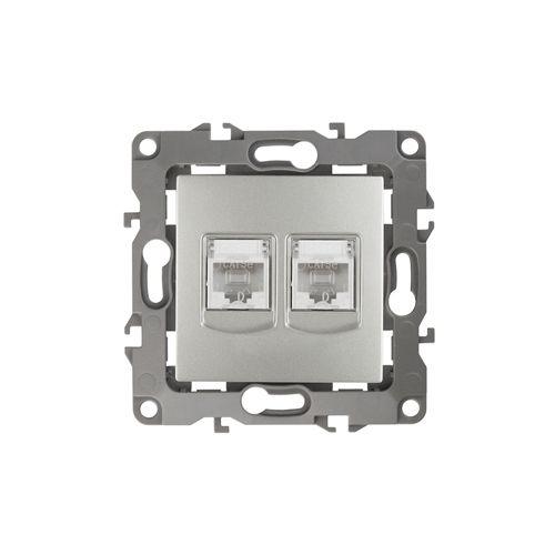 Розетка компьютерная 2-м Эра12 RJ45 12-3108-03 алюм. Эра Б0014731