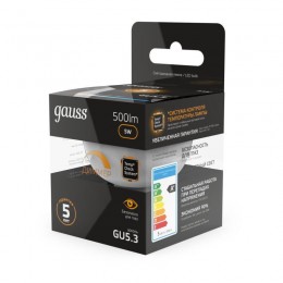 Лампа светодиодная Black 5Вт MR16 софит 3000К тепл. бел. GU5.3 500лм диммир. GAUSS 101505105-D