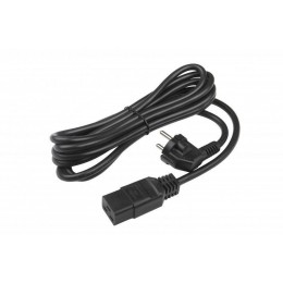 Кабель питания PWC-IEC19-SHM-3.0-BK (Schuko+C19) (3х1.5) 16А угловая вилка 3м Hyperline 43799