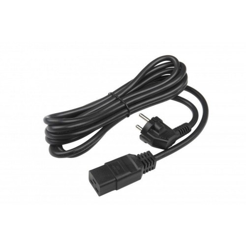 Кабель питания PWC-IEC19-SHM-3.0-BK (Schuko+C19) (3х1.5) 16А угловая вилка 3м Hyperline 43799